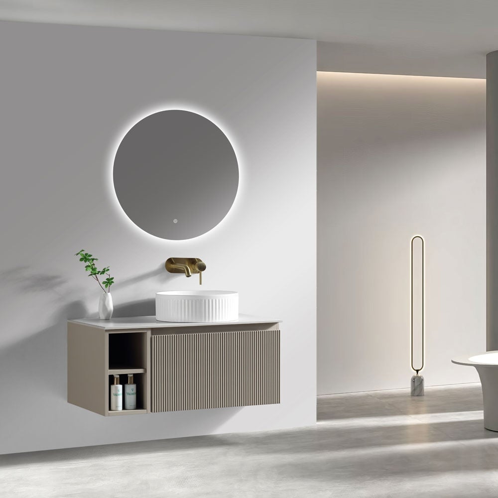 Astini Flauto 800mm Wall Hung Vanity Unit W/ Side Storage & RH Counter Top