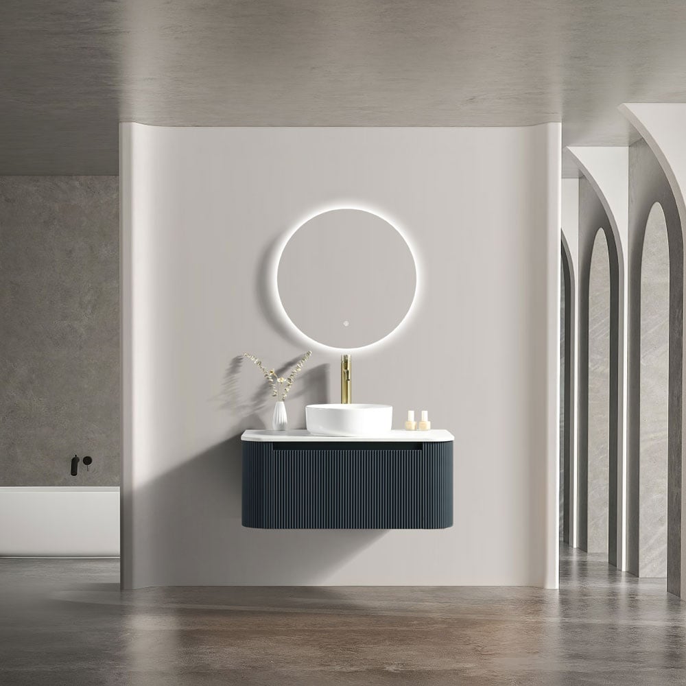 Astini Flauto 870 Curved Corner Wall Hung Vanity Unit & Sintered Stone Counter Top