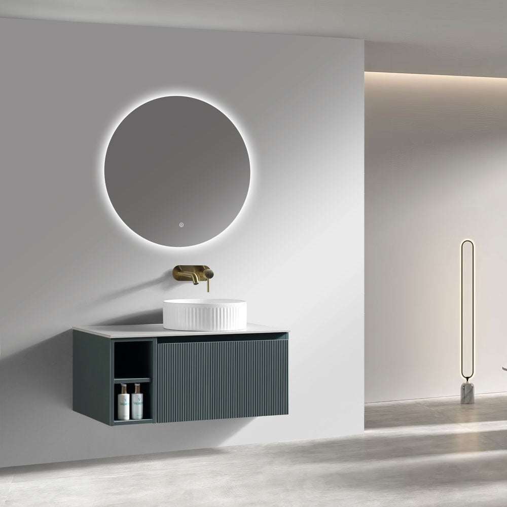 Astini Flauto 800mm Wall Hung Vanity Unit W/ Side Storage & RH Counter Top