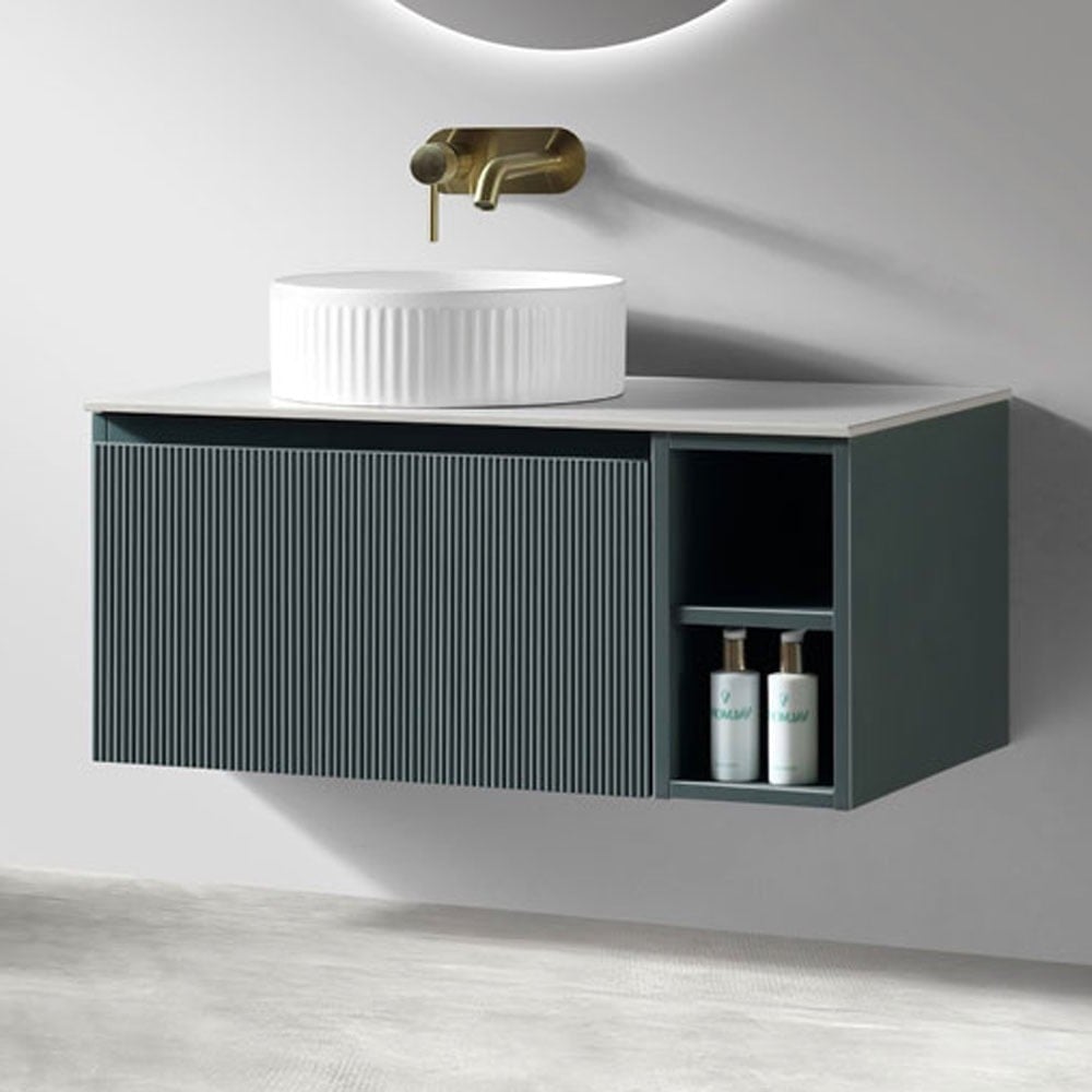 Astini Flauto 800mm Wall Hung Vanity W/ Side Storage & LH Counter Top