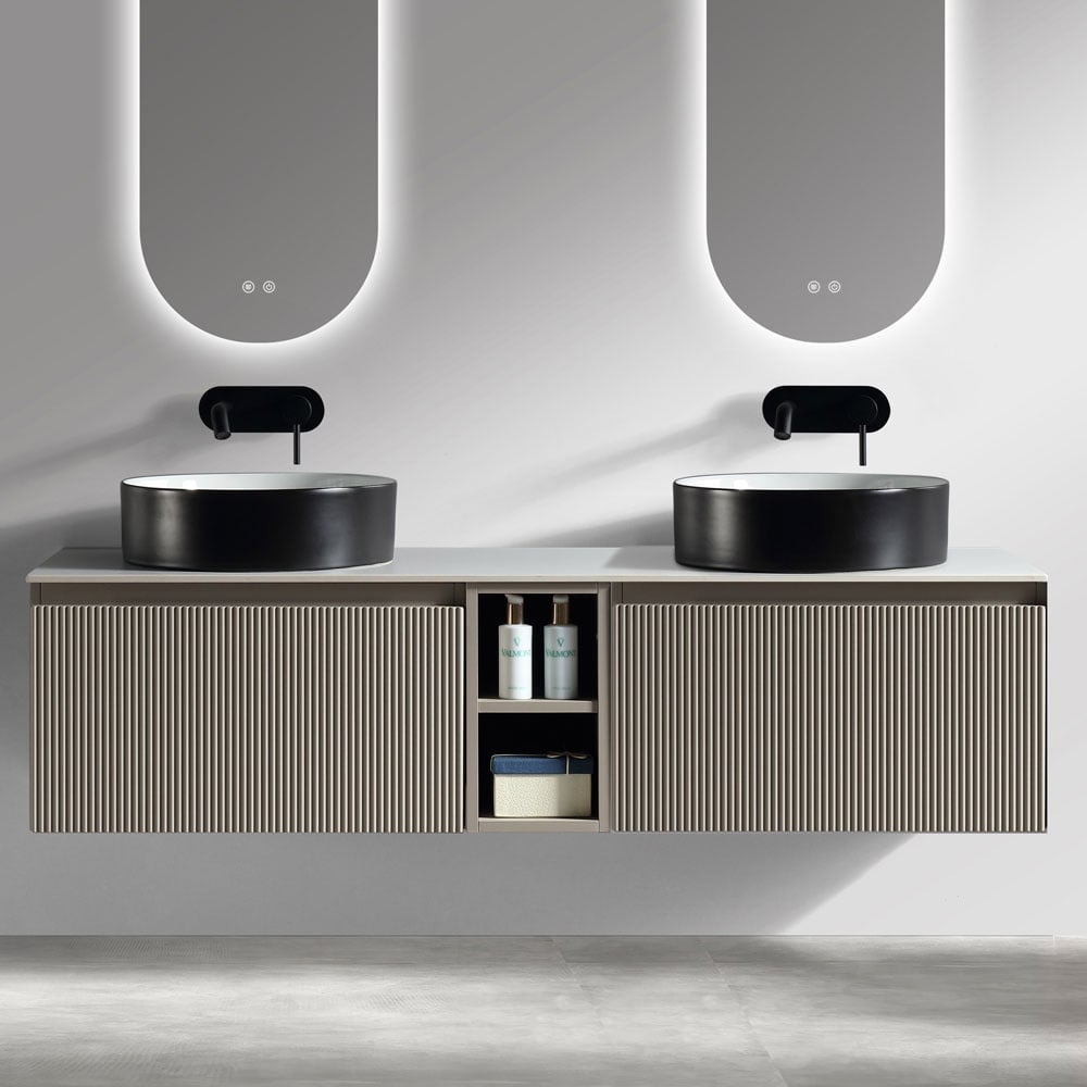 Astini Flauto 1400mm Wall Hung Double Vanity W/ Storage Box & Counter Top
