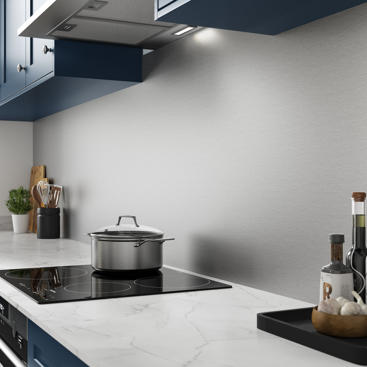 Wilsonart Alloy Brushed Steel/ Brushed Titanium (Double Sided) Aluminium Feature Kitchen Splashback