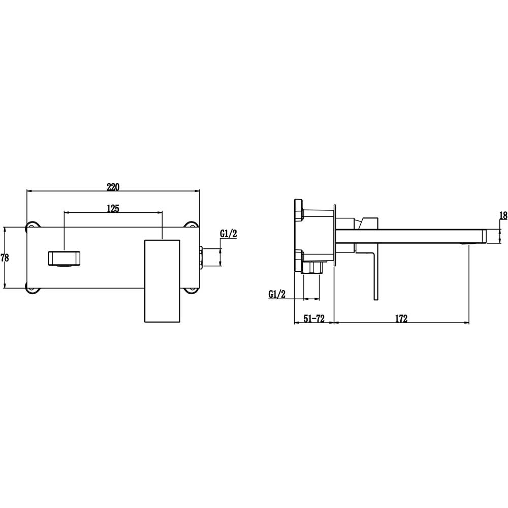Astini Opah Chrome Wall Mounted Basin Mixer Tap with EZ Box