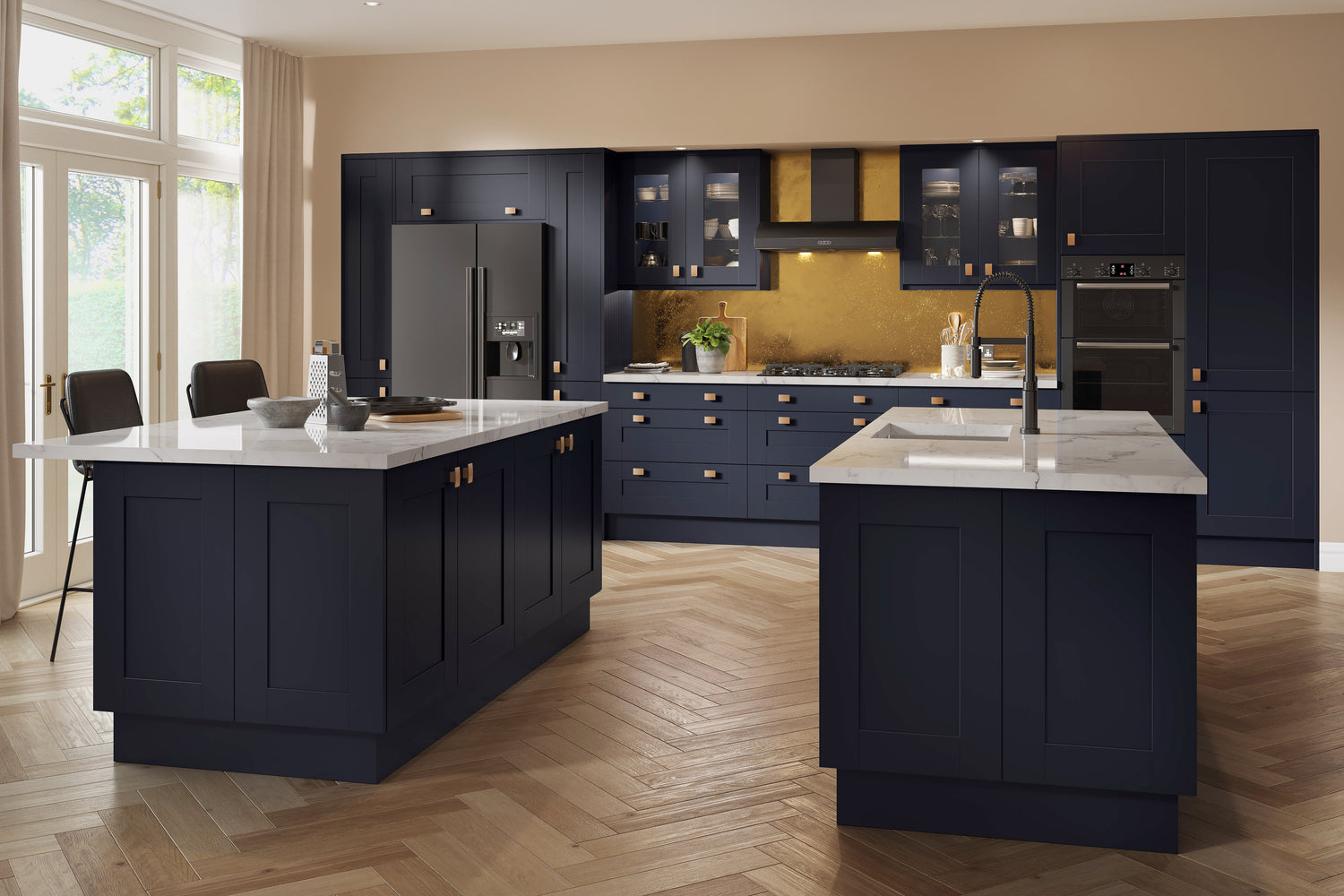 Buckingham Wood Grain Shaker Indigo- Replacement Kitchen Doors (980mm High)