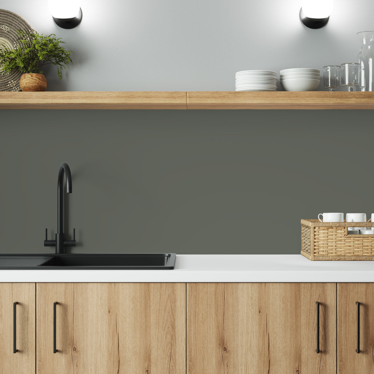 Bushboard Alloy Battleship Grey Aluminium Feature Kitchen Splashback