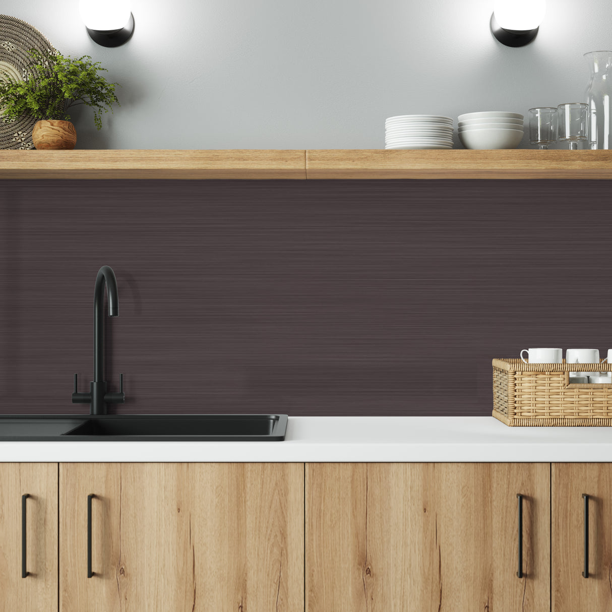 Bushboard Alloy Brushed Copper Aluminium Feature Kitchen Splashback