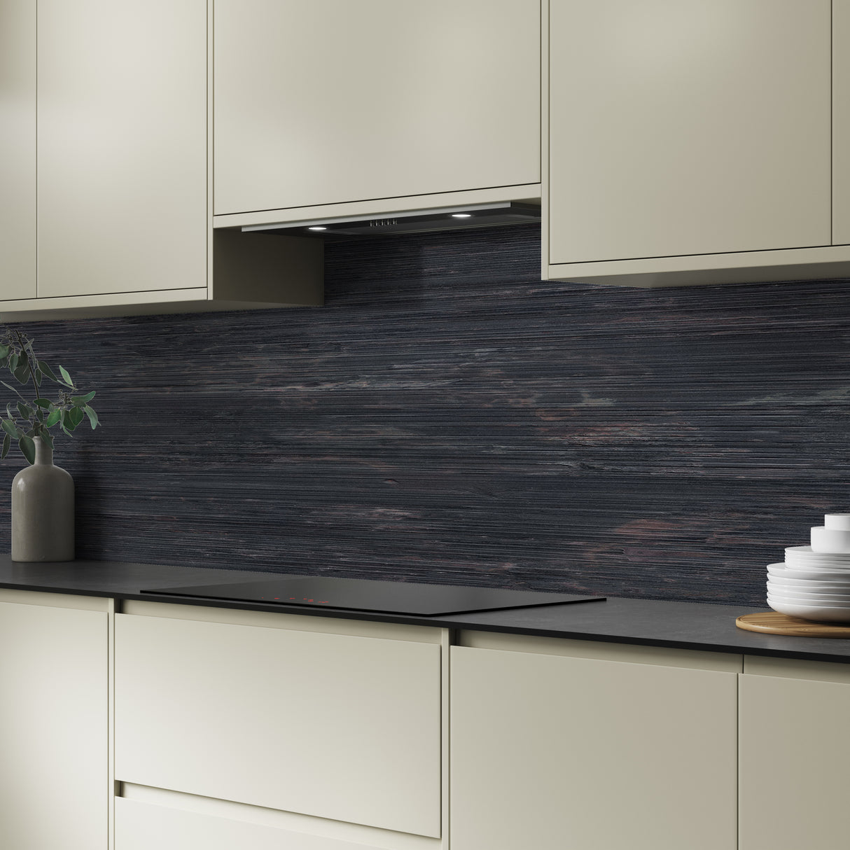 Bushboard Alloy Charred Cedar Aluminium Feature Kitchen Splashback