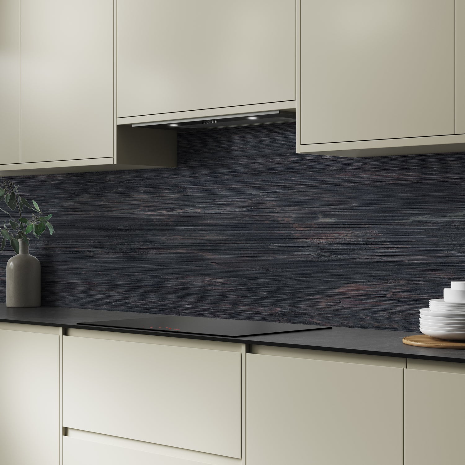 Bushboard Alloy Charred Cedar Aluminium Feature Kitchen Splashback