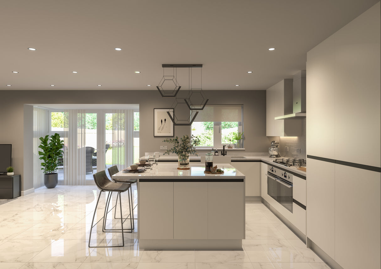 Fenton Painted (Laser Edged) Slab White- Replacement Kitchen Doors (1245mm High)