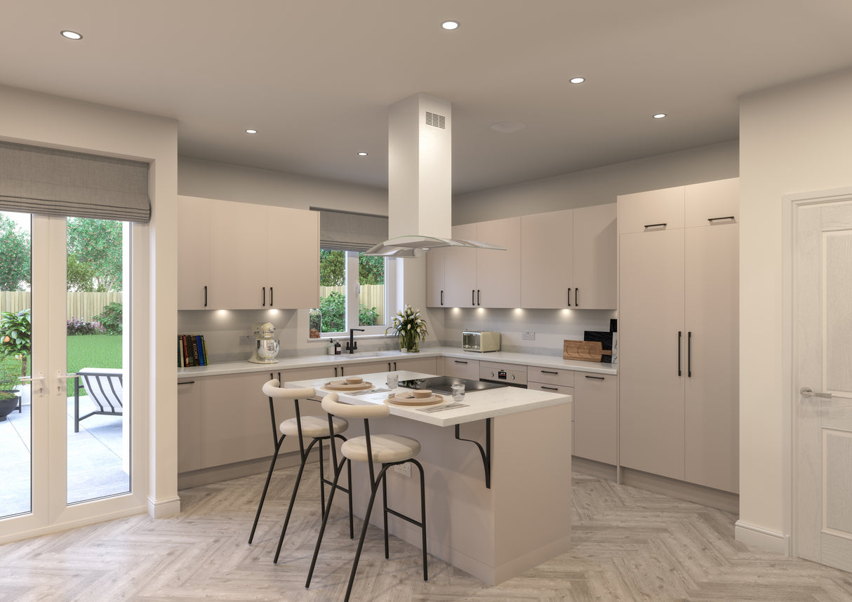 Fenton Painted (Laser Edged) Slab Cashmere- Replacement Kitchen Doors (895mm High)