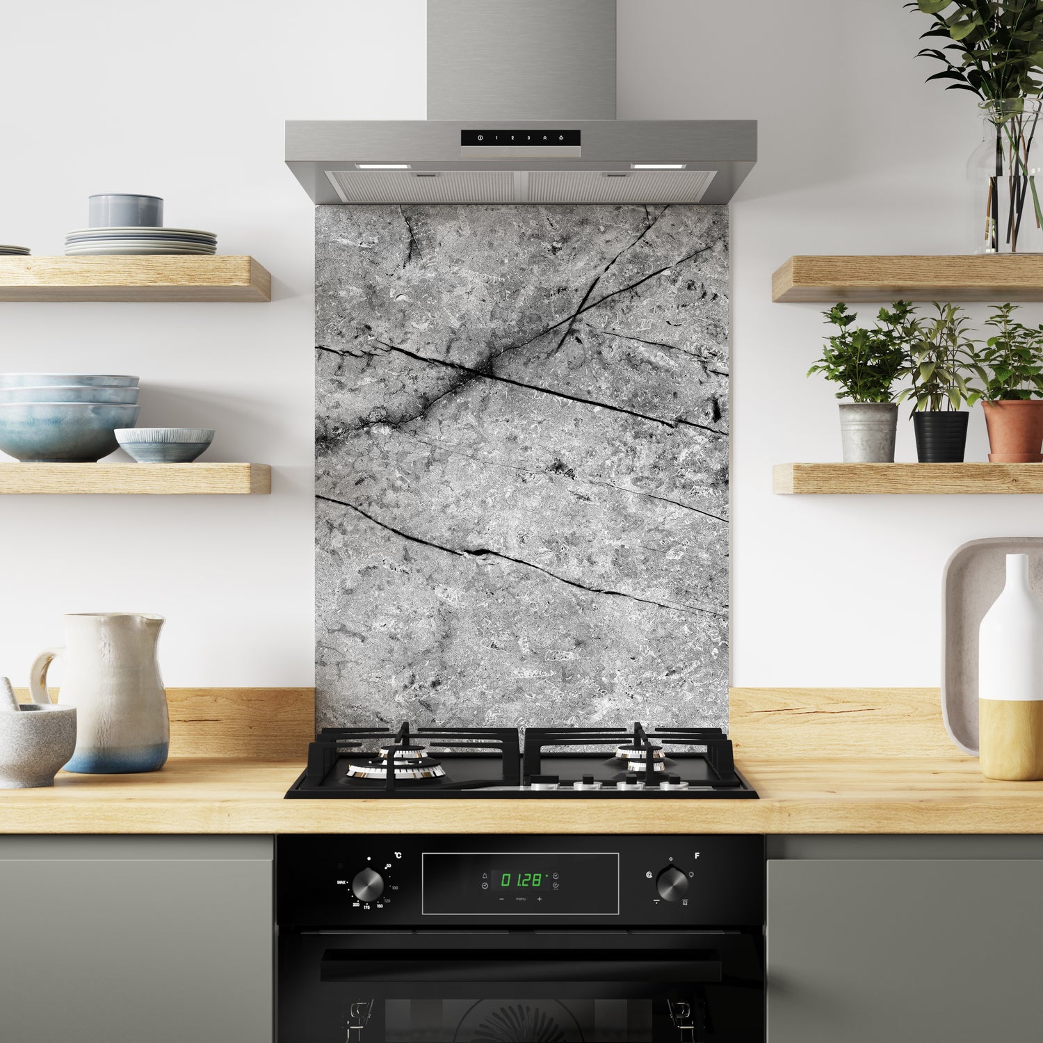 Bushboard Alloy Fossil Marble Aluminium Feature Kitchen Splashback