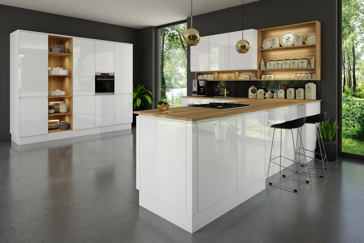 JAY Handle Less White Gloss J Pull- Replacement Kitchen Doors (End Panel)