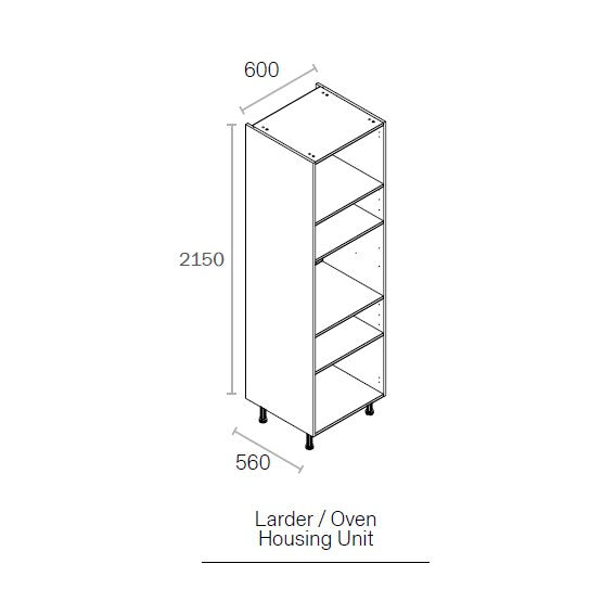 600mm Flat Pack Kitchen Tall Appliance Cabinet White (2150mmH + 150mm Legs)