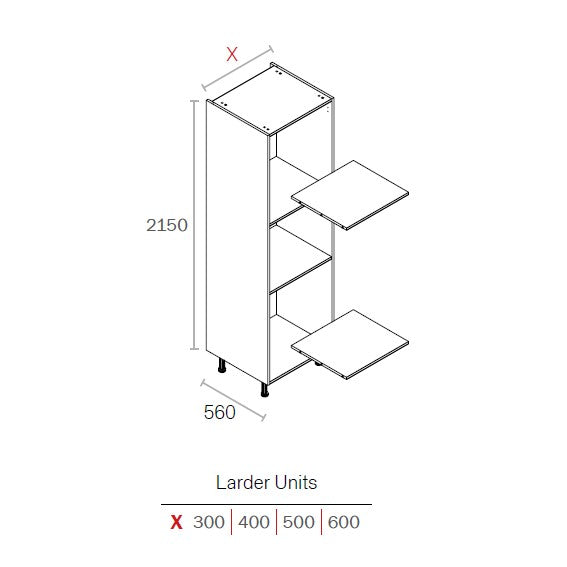 600mm Flat Pack Kitchen Tall Larder Cabinet White (2150mm H + 150mm Legs)