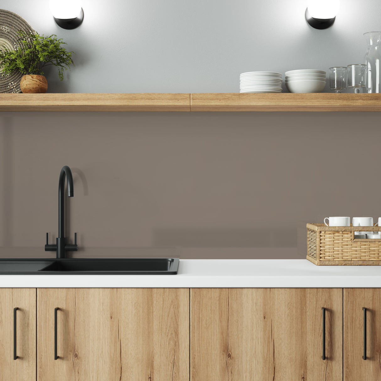 Bushboard Alloy Terra Grey Aluminium Feature Kitchen Splashback