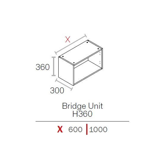600mm Flat Pack Kitchen Bridging Cabinet 360mm High Light Grey