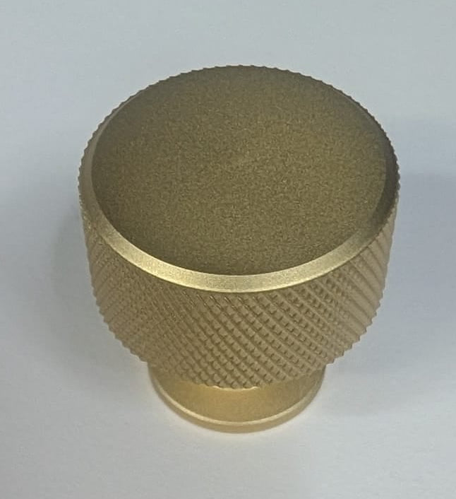 Ellis Knurled Post Knob Kitchen/Bedroom Door Knob Satin Brass