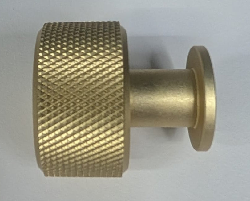 Ellis Knurled Post Knob Kitchen/Bedroom Door Knob Satin Brass
