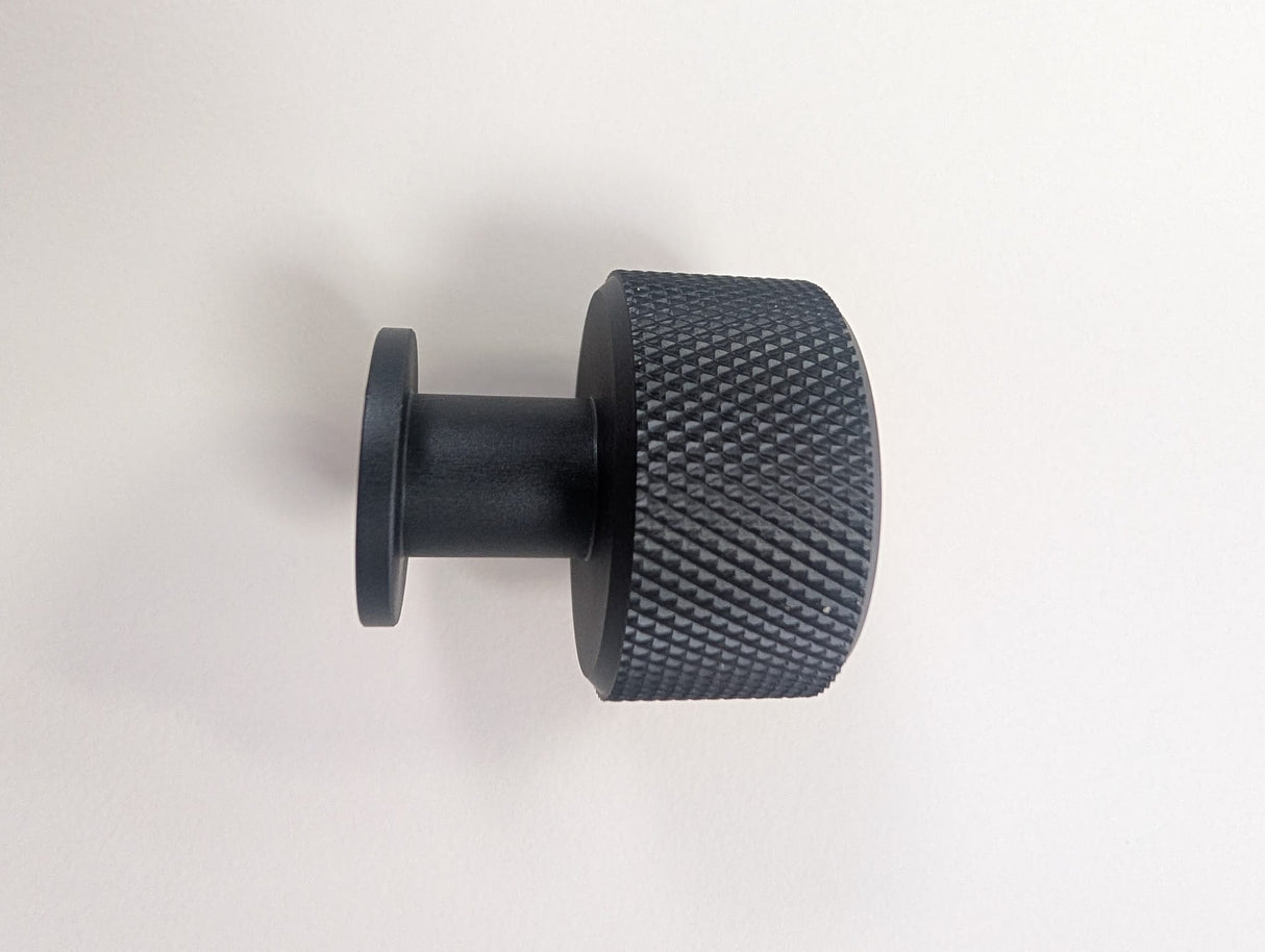 Ellis Knurled Post Knob Kitchen/Bedroom Door Knob Matt Black