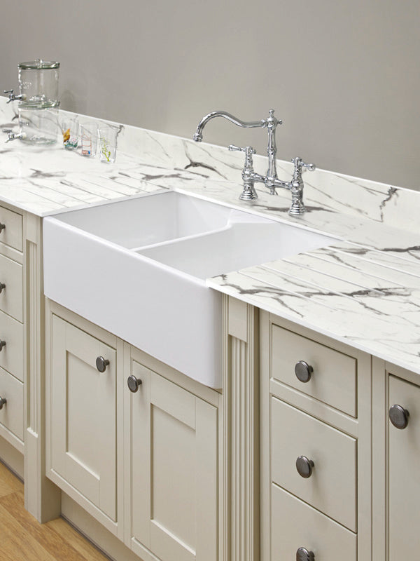 Wilsonart Zenith Marbre Veneto Compact Laminate Kitchen Worktops (White Core)