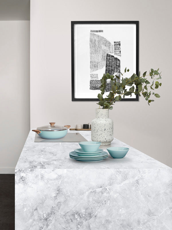 Wilsonart Zenith Marmo Treviso Compact Laminate Kitchen Worktops (Grey Core)