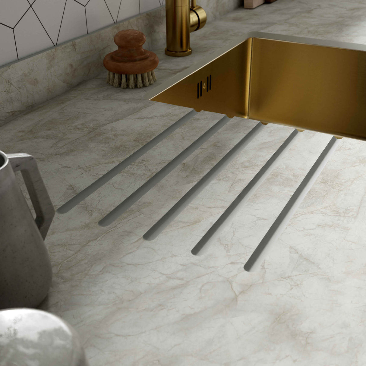 Wilsonart Zenith Pokhara Marble Compact Laminate Kitchen Worktops (Grey Core)