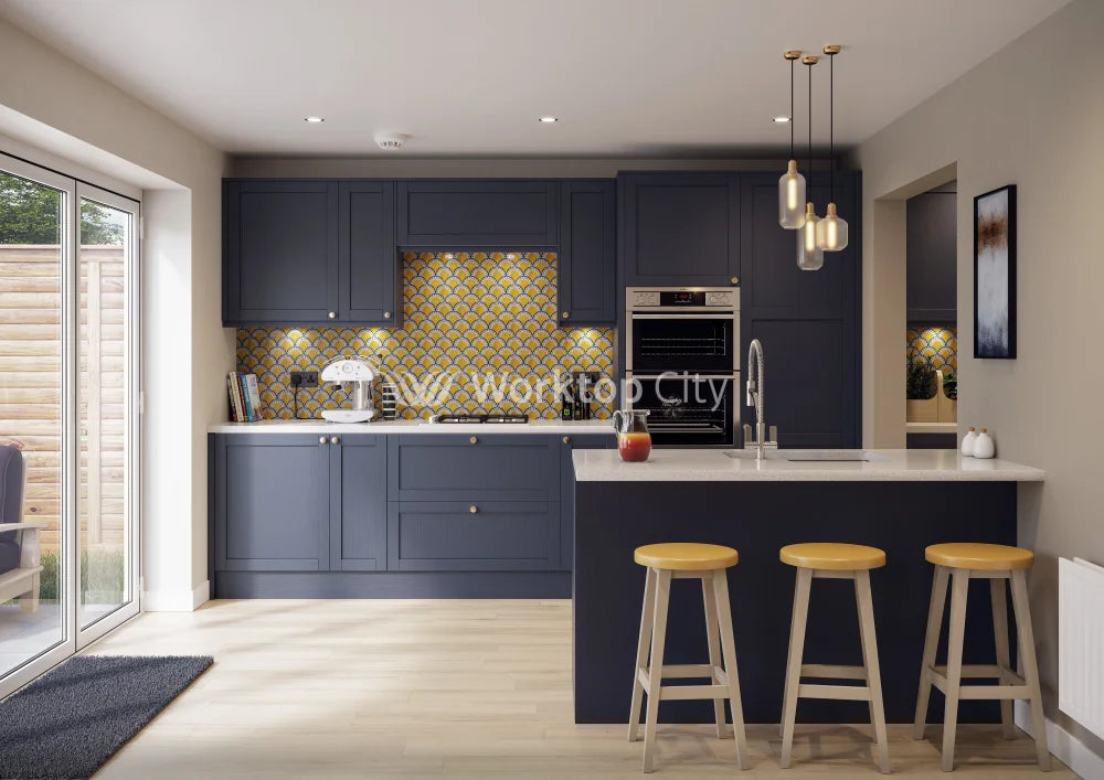 Balmoral Wood Grain ’Skinny’ Shaker Navy Blue Ash- Replacement Kitchen Doors SAMPLE PRODUCTS