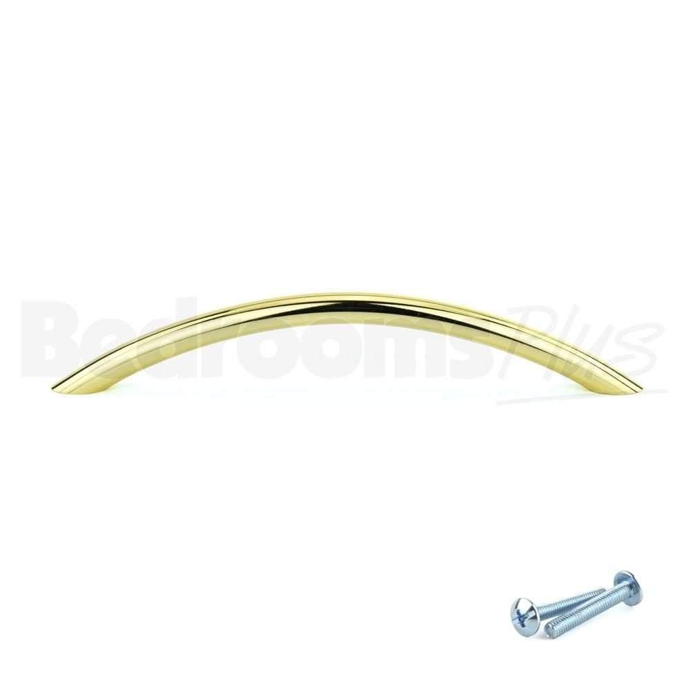 M4TEC Craignure O5 Polished Brass Bow Cupboard Door Handle – 128mm Hole Centres