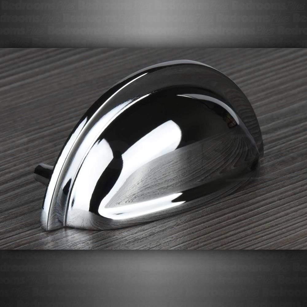 M4TEC Cromarty D8 Chrome Cup Drawer Pull Handle – Polished Cabinet & Cupboard Shell Handle (76mm Centres)