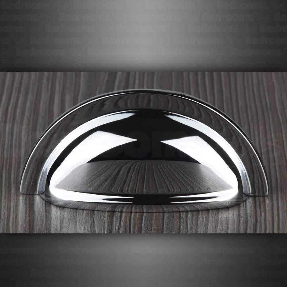 M4TEC Cromarty D8 Chrome Cup Drawer Pull Handle – Polished Cabinet & Cupboard Shell Handle (76mm Centres)