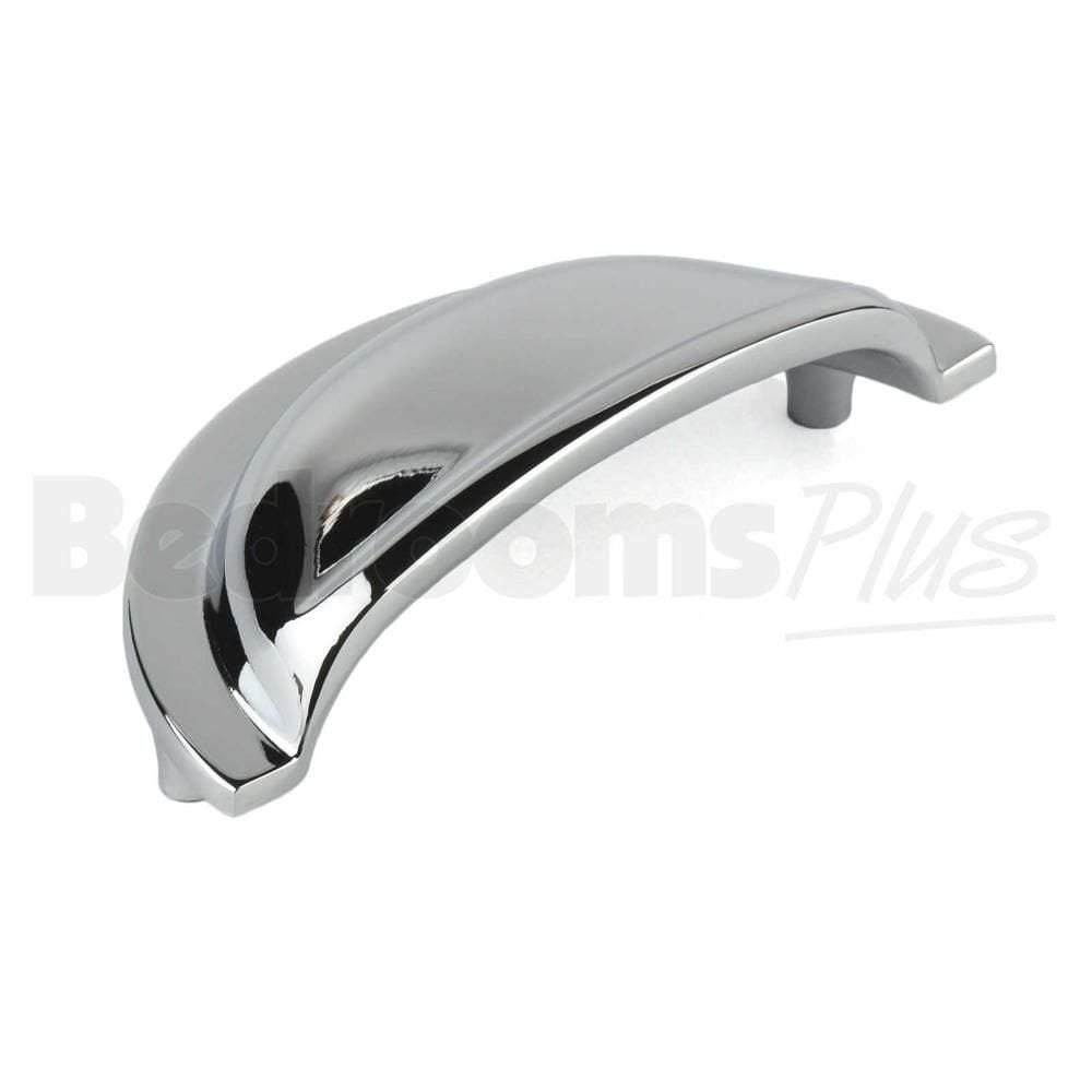 M4TEC Cromarty D8 Chrome Cup Drawer Pull Handle – Polished Cabinet & Cupboard Shell Handle (76mm Centres)