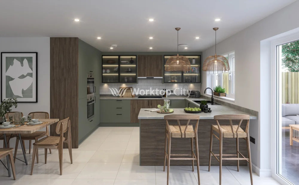 Fenton Painted (Laser Edged) Slab Reed Green- Replacement Kitchen Doors SAMPLE PRODUCTS