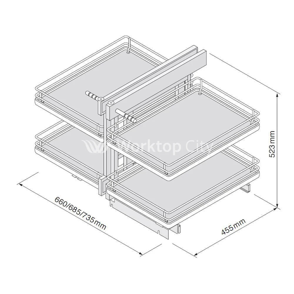 Innostor Plus Blind Corner Optimiser To Suit 800mm Wide Blind Corner Base Cabinet With A Minimum 400mm Wide Door Chrome