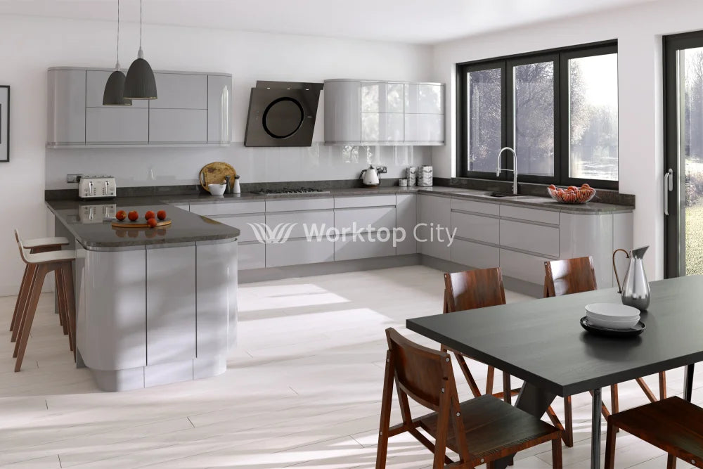 Larissa Handle Less Dove Grey Gloss J Pull- Replacement Kitchen Doors SAMPLE PRODUCTS