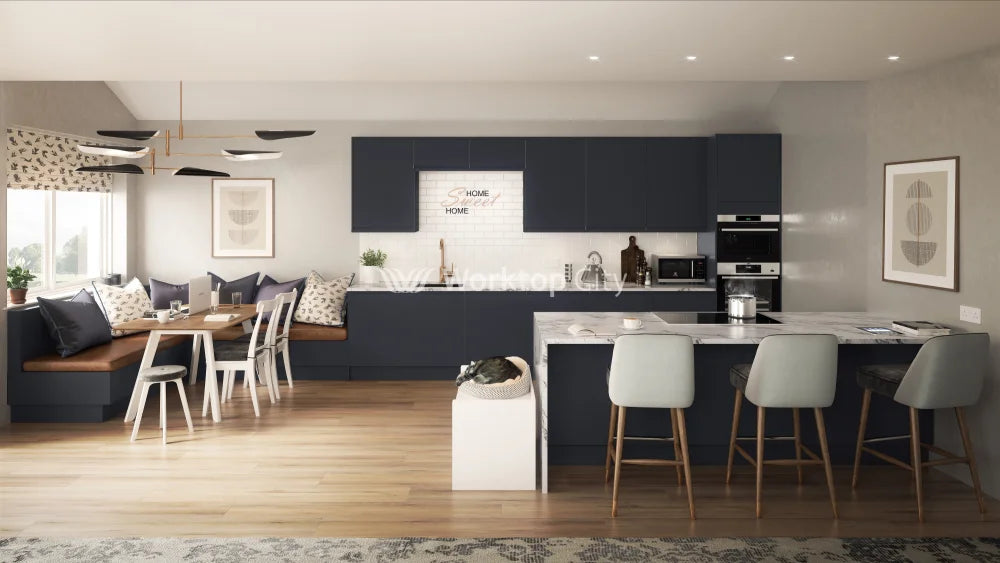 Larissa Handle Less Indigo Matt J Pull- Replacement Kitchen Doors SAMPLE PRODUCTS