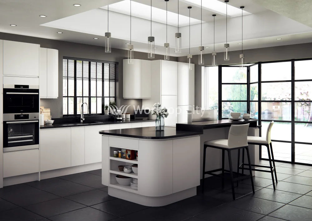 Larissa Handle Less White Matt J Pull- Replacement Kitchen Doors SAMPLE PRODUCTS