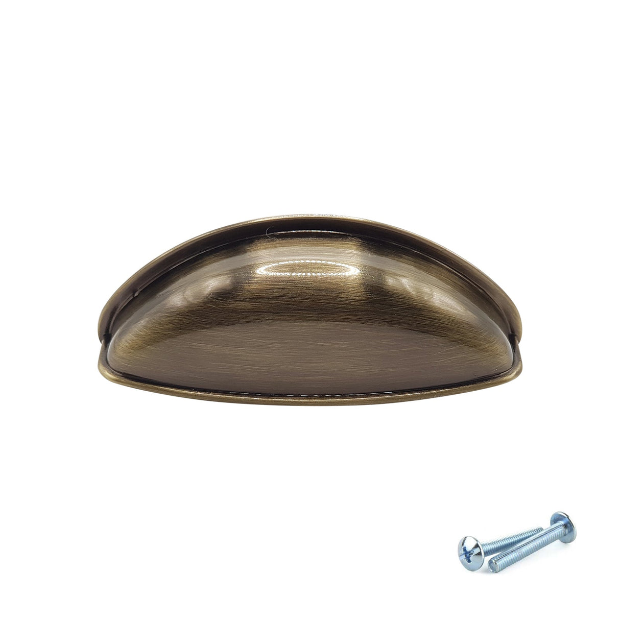 M4TEC Antique Brass Cup Handle β 79mm Brushed Brass Drawer & Cabinet Pull (VG3 Series)