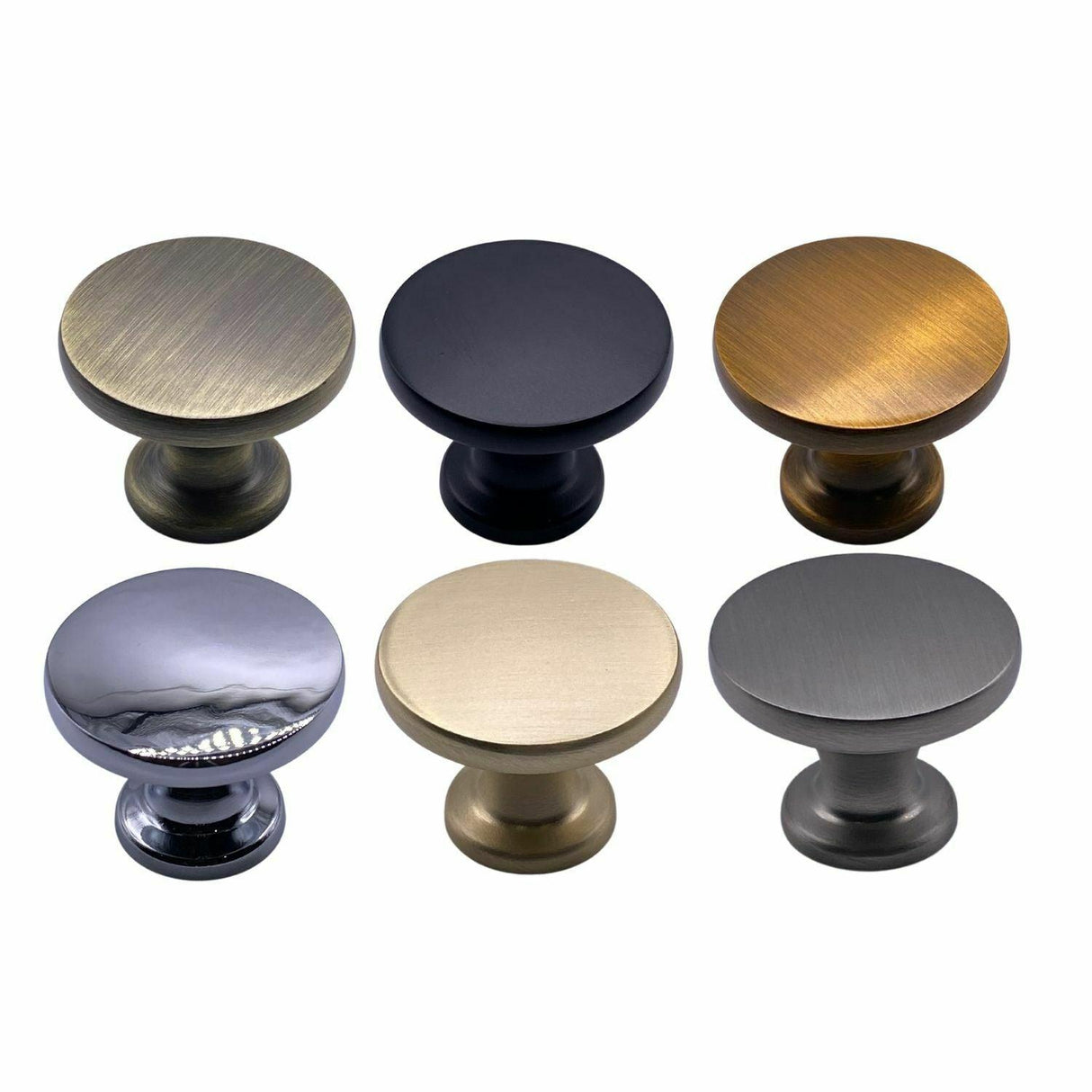 M4TEC Furniture Pull Knob Handle β Brass Brushed, Polished Chrome & Black Cabinet & Drawer Knob VD4B