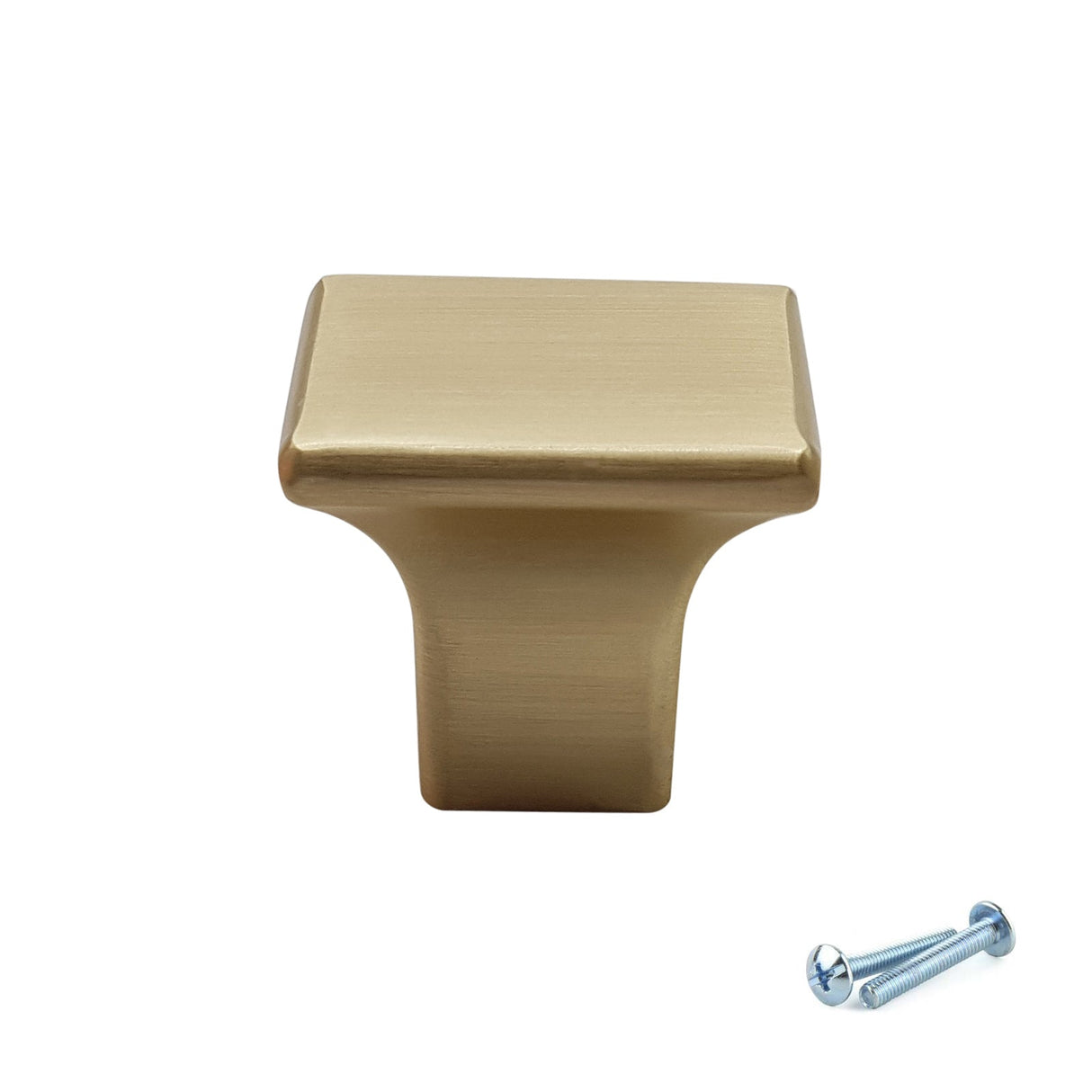 M4TEC Brushed Brass Square Cabinet Knob – 27mm Drawer & Cupboard Door Handle VF6 Series