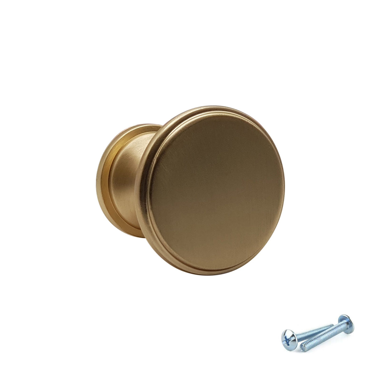 M4TEC Brushed Brass Flat Disc Knob Handle β VG7 Series (25mm Cabinet, Drawer & Cupboard Knob)