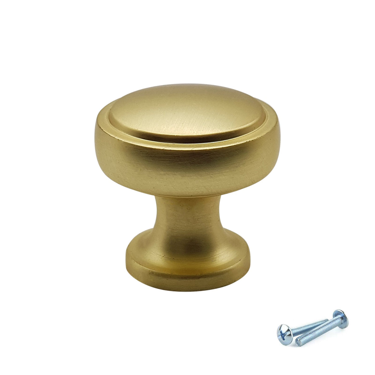 M4TEC Brushed Brass Flat Disc Knob Handle β VG7 Series (28mm Cabinet, Drawer & Cupboard Knob)