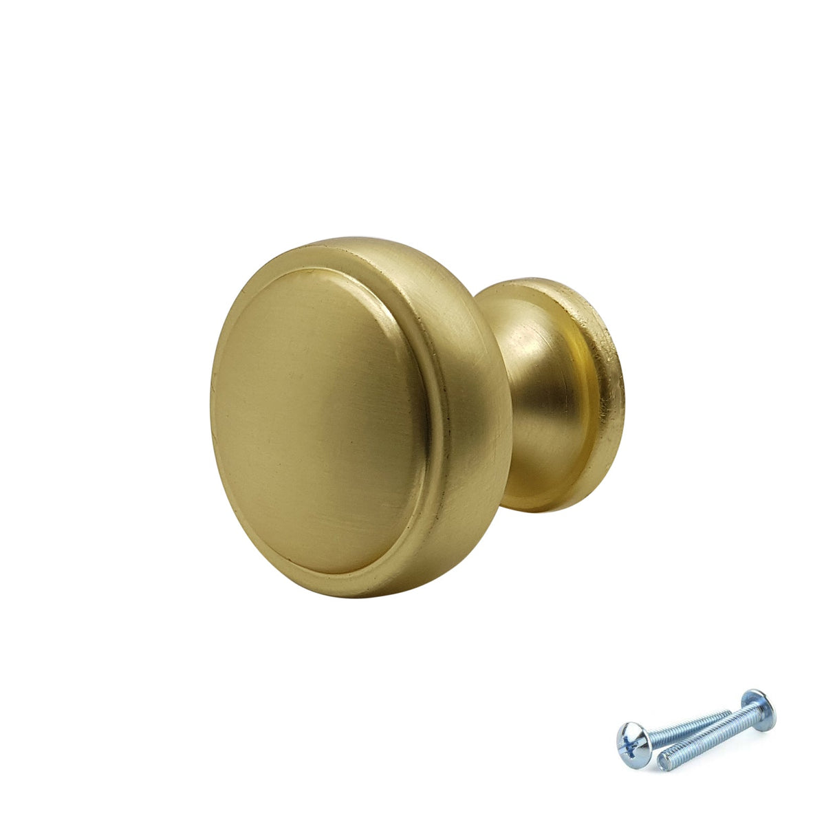M4TEC Brushed Brass Flat Disc Knob Handle β VG7 Series (28mm Cabinet, Drawer & Cupboard Knob)
