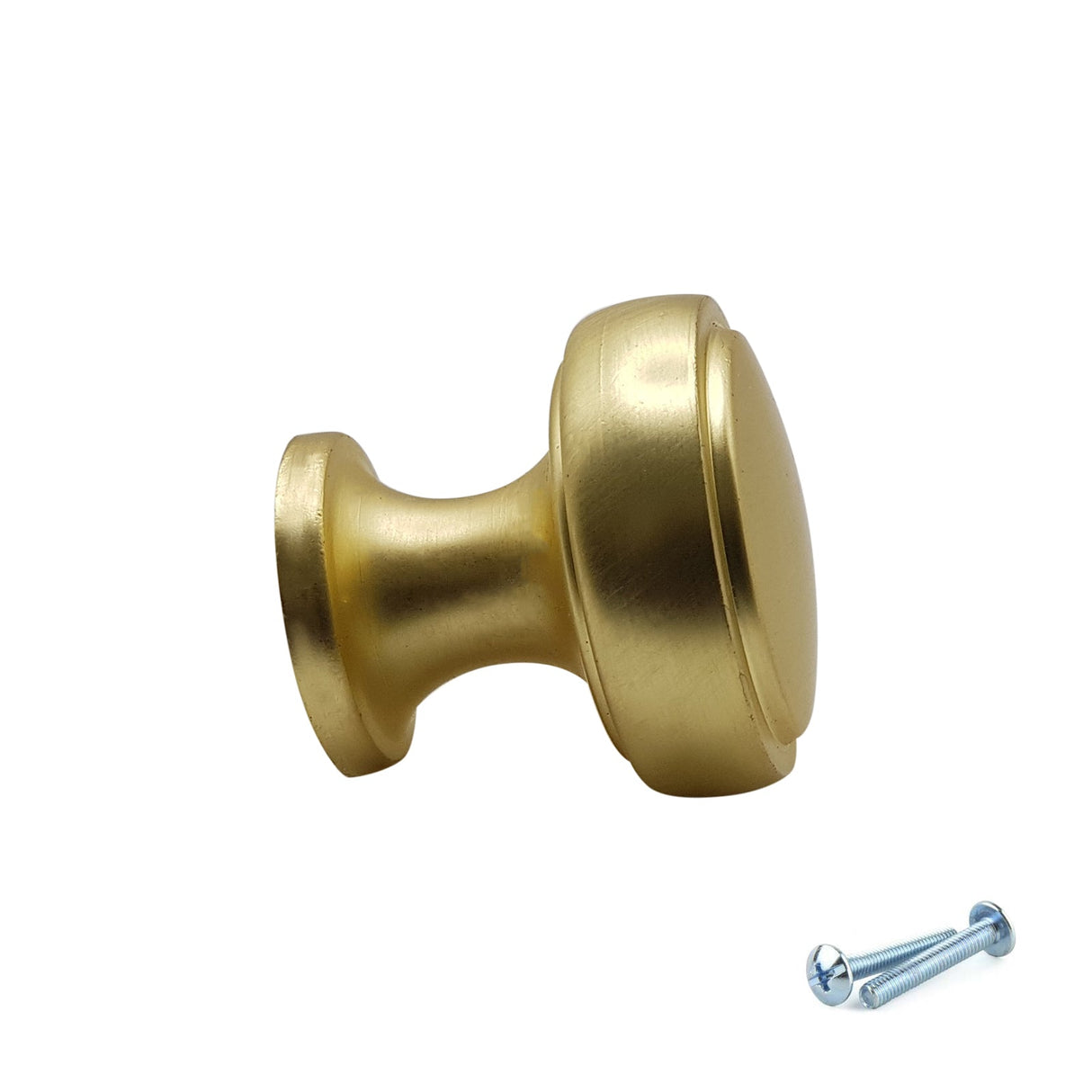 M4TEC Brushed Brass Flat Disc Knob Handle β VG7 Series (28mm Cabinet, Drawer & Cupboard Knob)