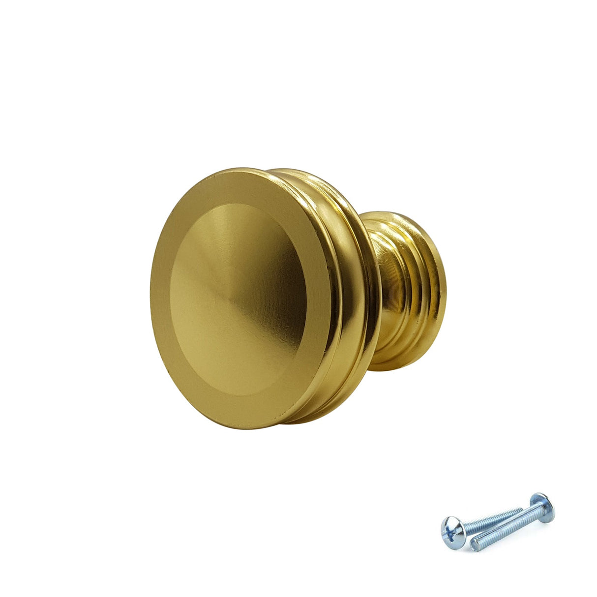 M4TEC Brushed Brass Flat Disc Knob Handle β VG7 Series (30mm Cabinet, Drawer & Cupboard Knob)