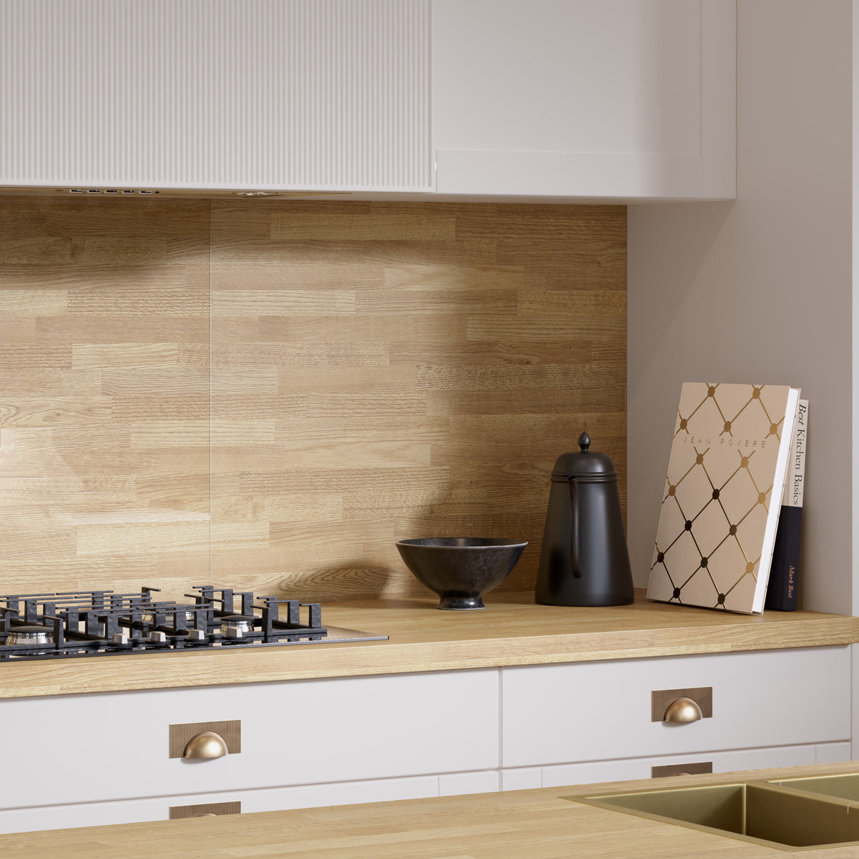 Bushboard Omega Modern Natural Blocked Oak Kitchen Worktops Matt Finish