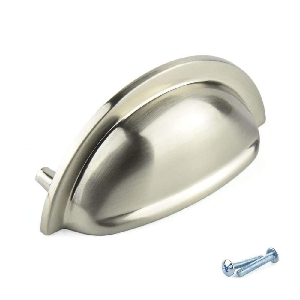 M4TEC Gillock F9 Nickel Cup Pull Handle – 92mm Brushed Nickel Cabinet & Drawer Cup Handle