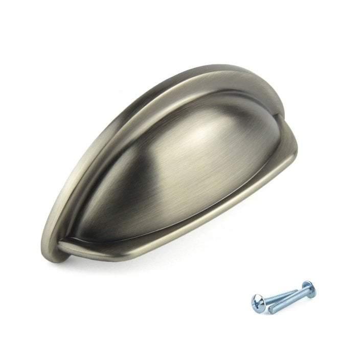 M4TEC Dalmally D7 Pewter Cup Drawer Pull Handle – Traditional Cabinet & Cupboard Shell Handle (76mm Centres)