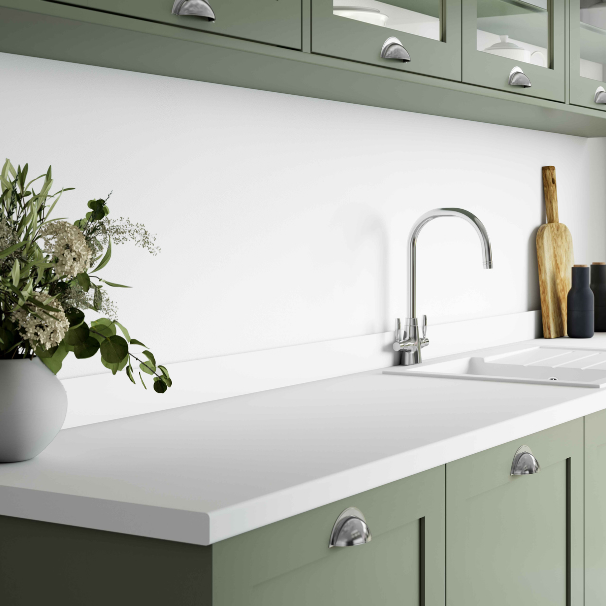 Wilsonart Pure White Postformed Edge Kitchen Worktops (Surf Finish)