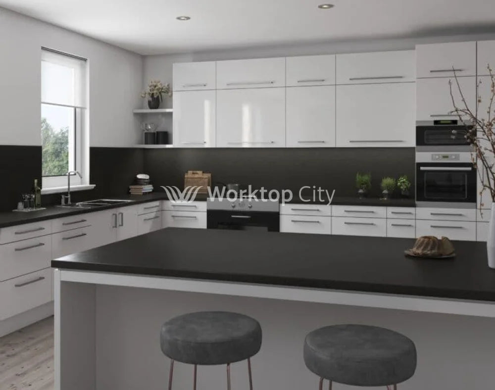 Senses Laminate Kitchen Worktops Black Rock Round (Postformed) Edge Rock Matt Finish