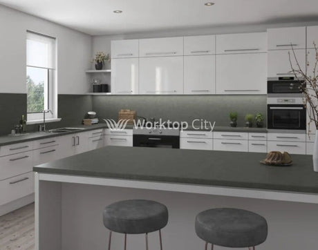 Senses Laminate Kitchen Worktops Grey Lunar Slate Round (Postformed) Edge Italian Stone Matt Finish